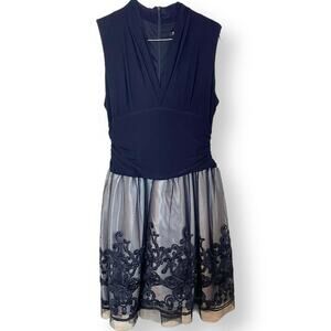 SLNY black silver 16 sleeveless party dress prom gala evening
